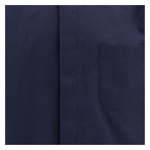 Clergy shirt with short sleeves, blue cotton blend Cococler 2