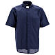 Clergy shirt with short sleeves, blue cotton blend Cococler s1