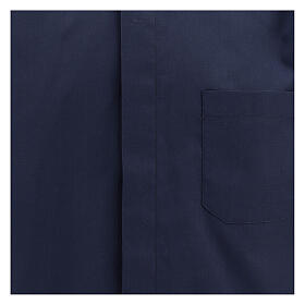 Chemise clergyman manches courtes tissu mixte coton bleu