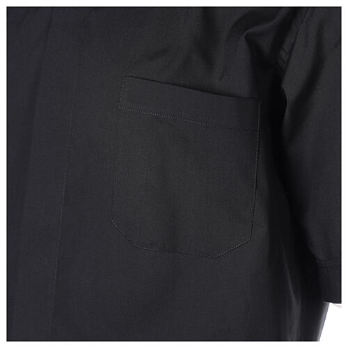 Clergy shirt with short sleeves, black cotton blend 2