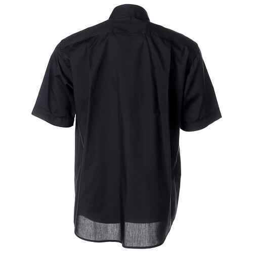 Clergy shirt with short sleeves, black cotton blend 4