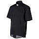 Clergy shirt with short sleeves, black cotton blend s3