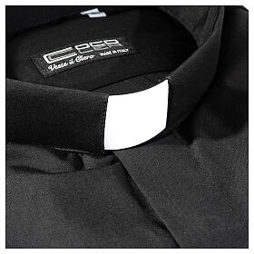 Camisa clergy negra manga corta mixto algodón Cococler