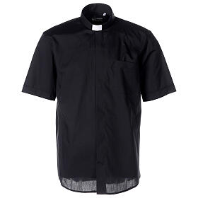 Camicia clergy nera manica corta misto cotone Cococler