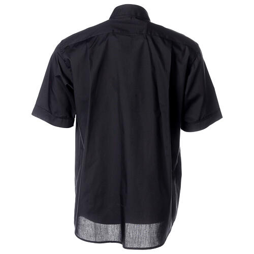 Black short-sleeved clergy shirt in a cotton blend Cococler 4