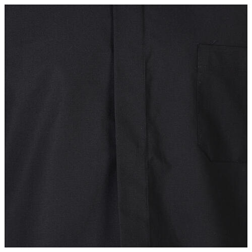 Camisa de sacerdote manga comprida preta fil a fil 80% algodão e 20% poliéster Cococler 2