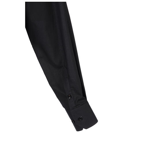 Camisa de sacerdote manga comprida preta fil a fil 80% algodão e 20% poliéster Cococler 5