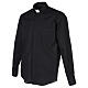 Camisa de sacerdote manga comprida preta fil a fil 80% algodão e 20% poliéster Cococler s3