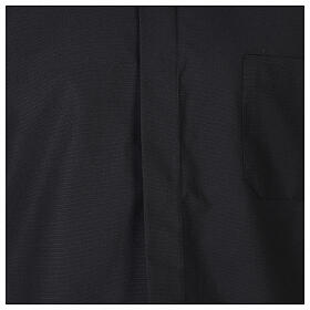 Long sleeved shirt with clergy collar, black fil à fil cotton blend