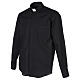 Long sleeved shirt with clergy collar, black fil à fil cotton blend Cococler s3