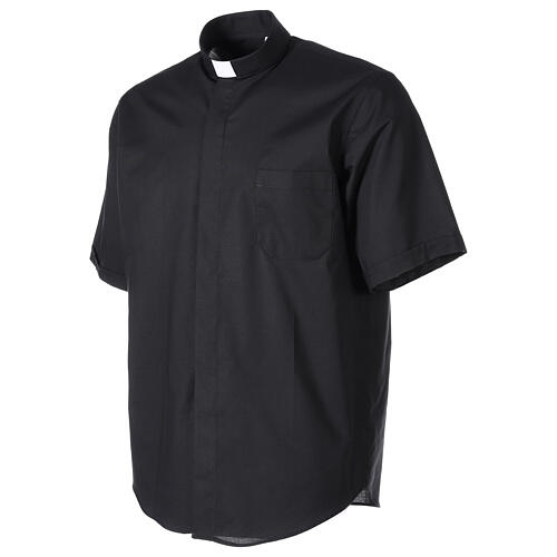 Camicia clergy fil a fil Nero Mezza Manica  Cococler 3