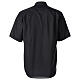 Camisa de sacerdote manga curta preta tecido fil a fil 80% algodão e 20% poliéster Cococler s4