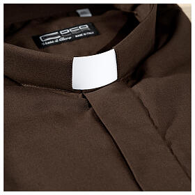 Cococler clergyman's shirt, brown cotton blend, long sleeve