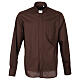 Cococler clergyman's shirt, brown cotton blend, long sleeve s1