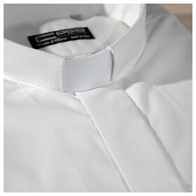 Cococler clergy shirt, white end-on-end fabric, long sleeve