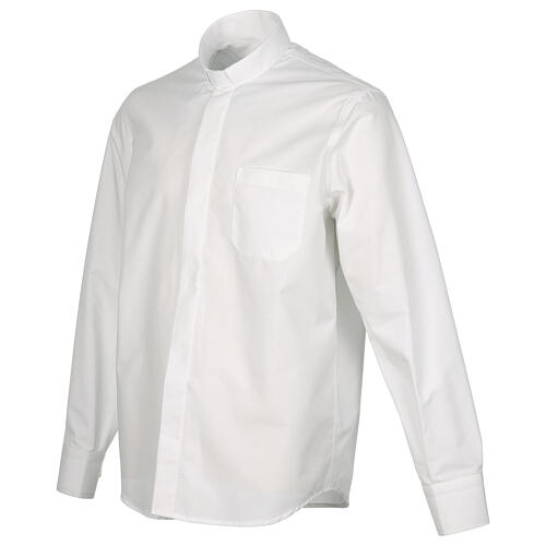 Cococler clergy shirt, white end-on-end fabric, long sleeve 4