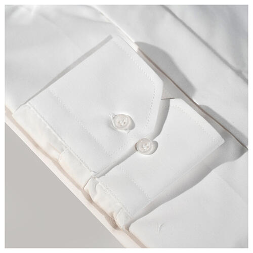 Cococler clergy shirt, white end-on-end fabric, long sleeve 5