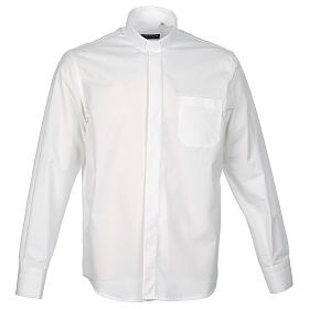 Cococler camicia clergy fil à fil bianco manica lunga