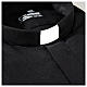 Chemise Cococler mélange de coton noir col romain pour prêtre manches longues s3