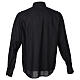 Chemise Cococler mélange de coton noir col romain pour prêtre manches longues s7
