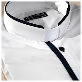 Cococler white shirt "Jeanpierre" with blue hem, long sleeve, cotton blend