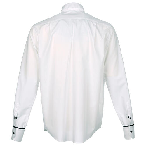 Cococler white shirt "Jeanpierre" with blue hem, long sleeve, cotton blend 7