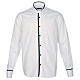 Cococler white shirt "Jeanpierre" with blue hem, long sleeve, cotton blend s1