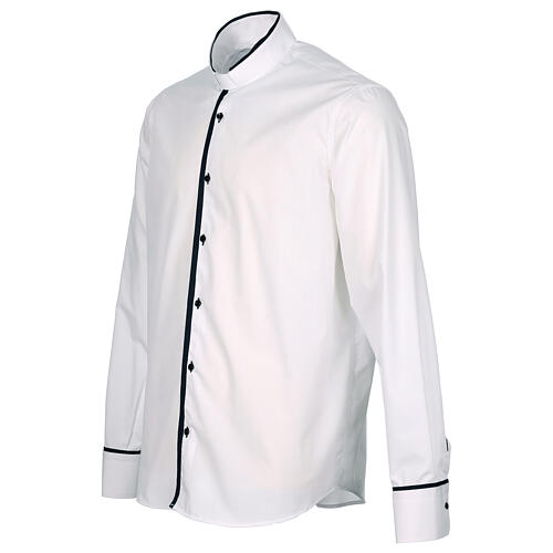 Chemise Jeanpierre Cococler blanche avec bord bleu manches longues mélange de coton 5