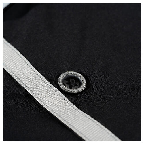 Cococler black shirt "Elegance" with grey hem, clergy collar, cotton blend 4