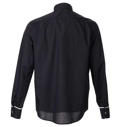 Cococler black shirt "Elegance" with grey hem, clergy collar, cotton blend 8