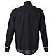 Camisa Elegance Cococler cuello clergy negro con ribete gris de mezcla de algodón s8