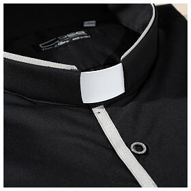 Camicia Elegance Cococler collo clergy nero con bordino grigio misto cotone