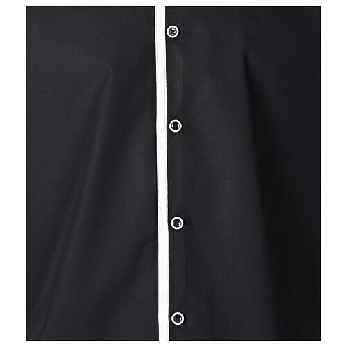 Camisa Elegance Cococler colarinho clergy preto com borda cinzenta polialgodão 6