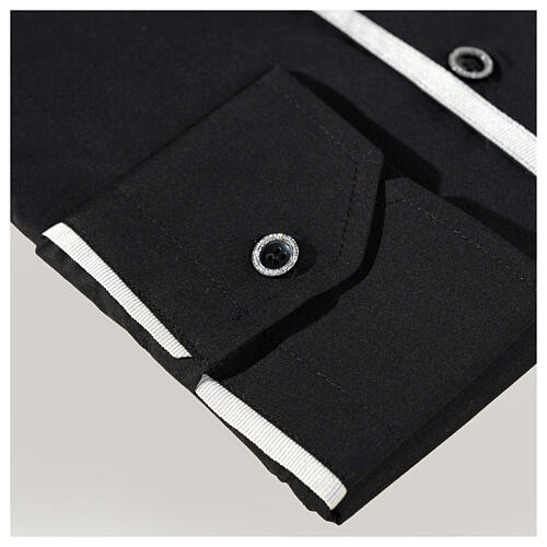 Camisa Elegance Cococler colarinho clergy preto com borda cinzenta polialgodão 7
