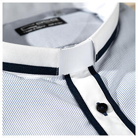 Cococler Jubilee shirt with clergy collar, blue stripe with white contrast and blue edge