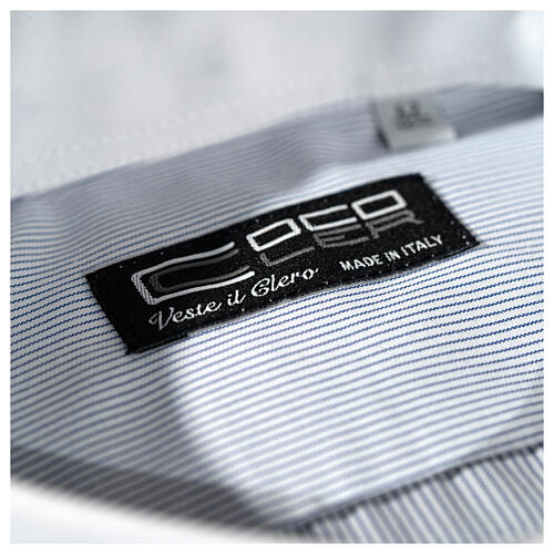 Cococler Jubilee shirt with clergy collar, blue stripe with white contrast and blue edge 3