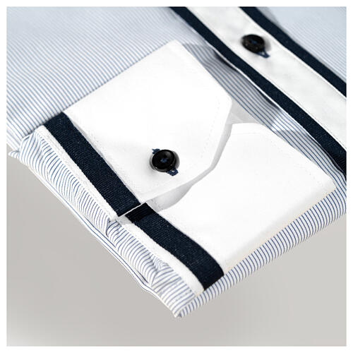 Cococler Jubilee shirt with clergy collar, blue stripe with white contrast and blue edge 7