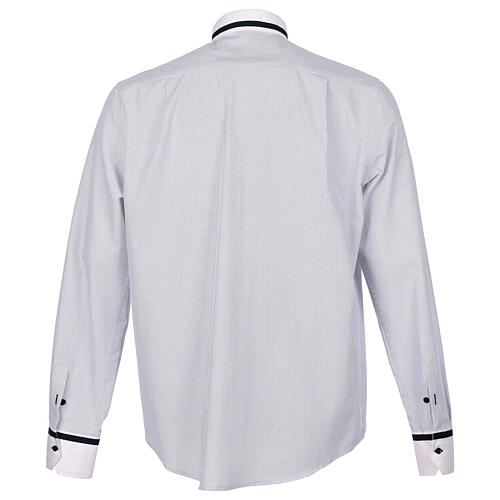 Cococler Jubilee shirt with clergy collar, blue stripe with white contrast and blue edge 8