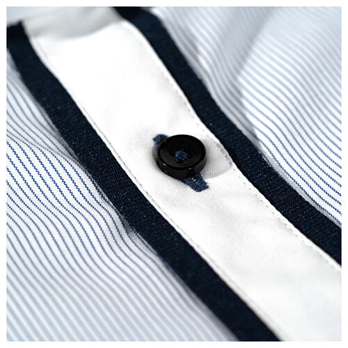 Cococler Giubileo shirt clergy collar blue stripe with contrasting white and blue border 5