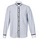 Cococler Giubileo shirt clergy collar blue stripe with contrasting white and blue border s1