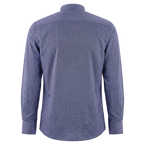 Collarhemd aus 100% Baumwolle, bügelfrei, Langarm, Blau mit feiner Mikro-Musterung, CocoCler 5