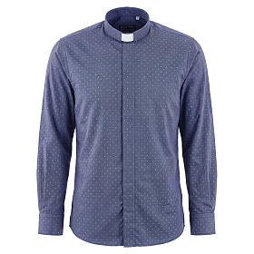 Camisa cuello clergy 100% algodón Cococler sin planchar fantasía manga larga