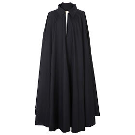 Black cotton cape lined with golden closure