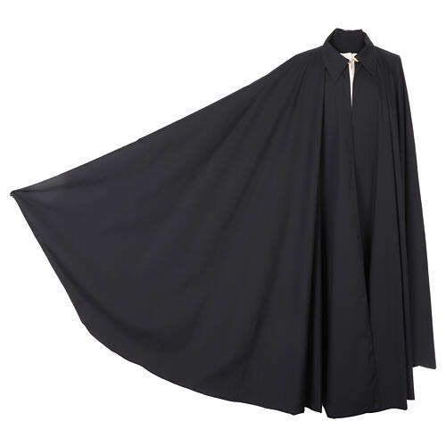 Black cotton cape lined with golden closure 3