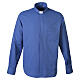 Camicia clergy azzurro nido d'ape Cococler manica lunga s1