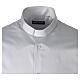Chemise Clergyman gris clair satiné en coton Cococler manches longues s3