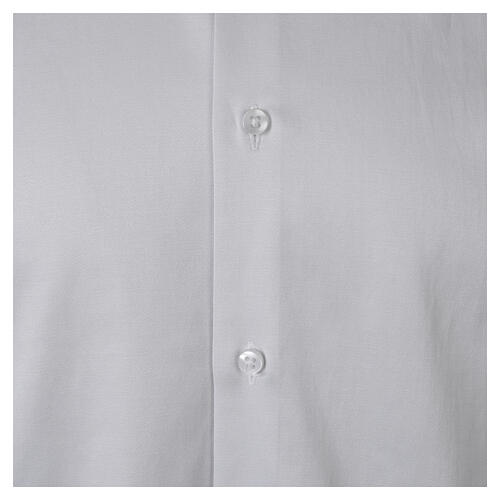 Camisa clerical cinza claro acetinada algodão Cococler manga comprida 4
