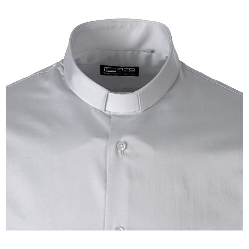 Long-sleeve Clergy Shirt Light Grey Satin-Finish Cotton, Cococler 3