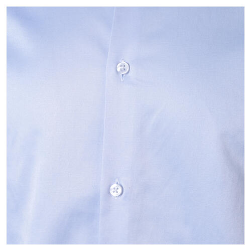 Chemise clergyman satin coton bleu ciel manches longues Cococler 5