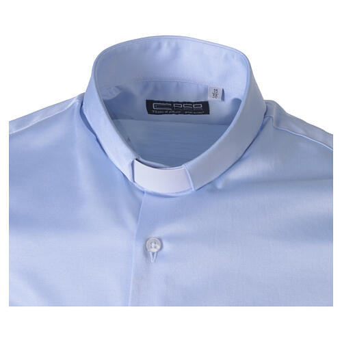 Satin Clergy Shirt in Light Blue, Long Sleeve, 100% Cotton by Cococler 3